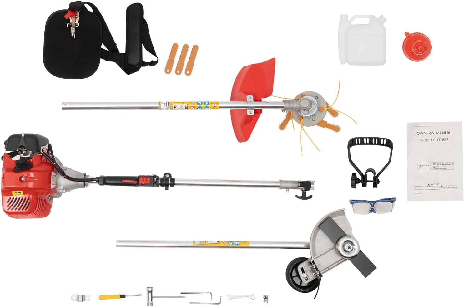 1.25kw Cordless Weed Wacker and Grass Trimmer, 2-Stroke Gasoline Power Brush Cutter, 43CC Portable Lawn Edger for Lawn Garden Yard Crop Field Lawn Mowing