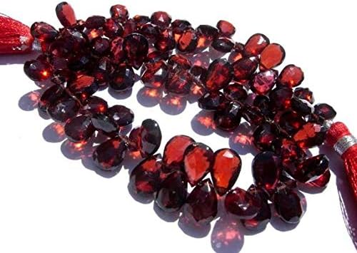 13 inch natural beads strand of 6x9-7x9mm faceted pear pyrope garnet gemstone briolletes beads for DIY jewelry - necklace, bracelet, earring, ring.