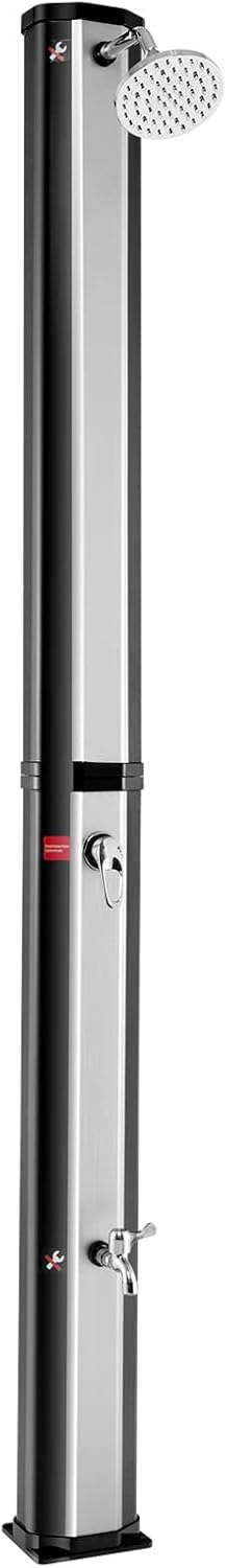 Giantex 7.2 FT 10 Gallon 2-Section Solar-Heated Outdoor Shower, Pool Shower W/Free-Rotating Shower Head, Foot Tap Spigot, Faucet, Temperature and Pressure Adjustment for Backyard, Garden, Beach Spa