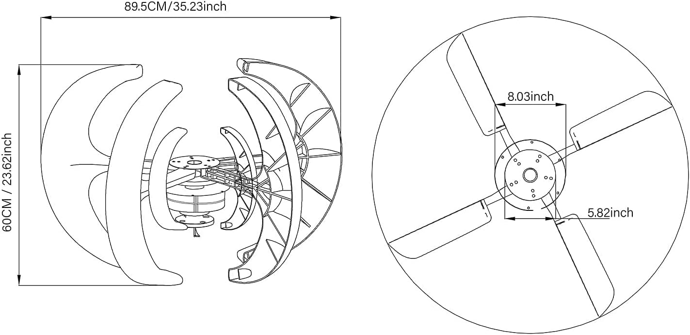 Wind Turbine 9000W 5 Blade Wind Vertical Axis Generator 3 Phase AC Permanent Magnet Generator Wind Generator Kit with Controller