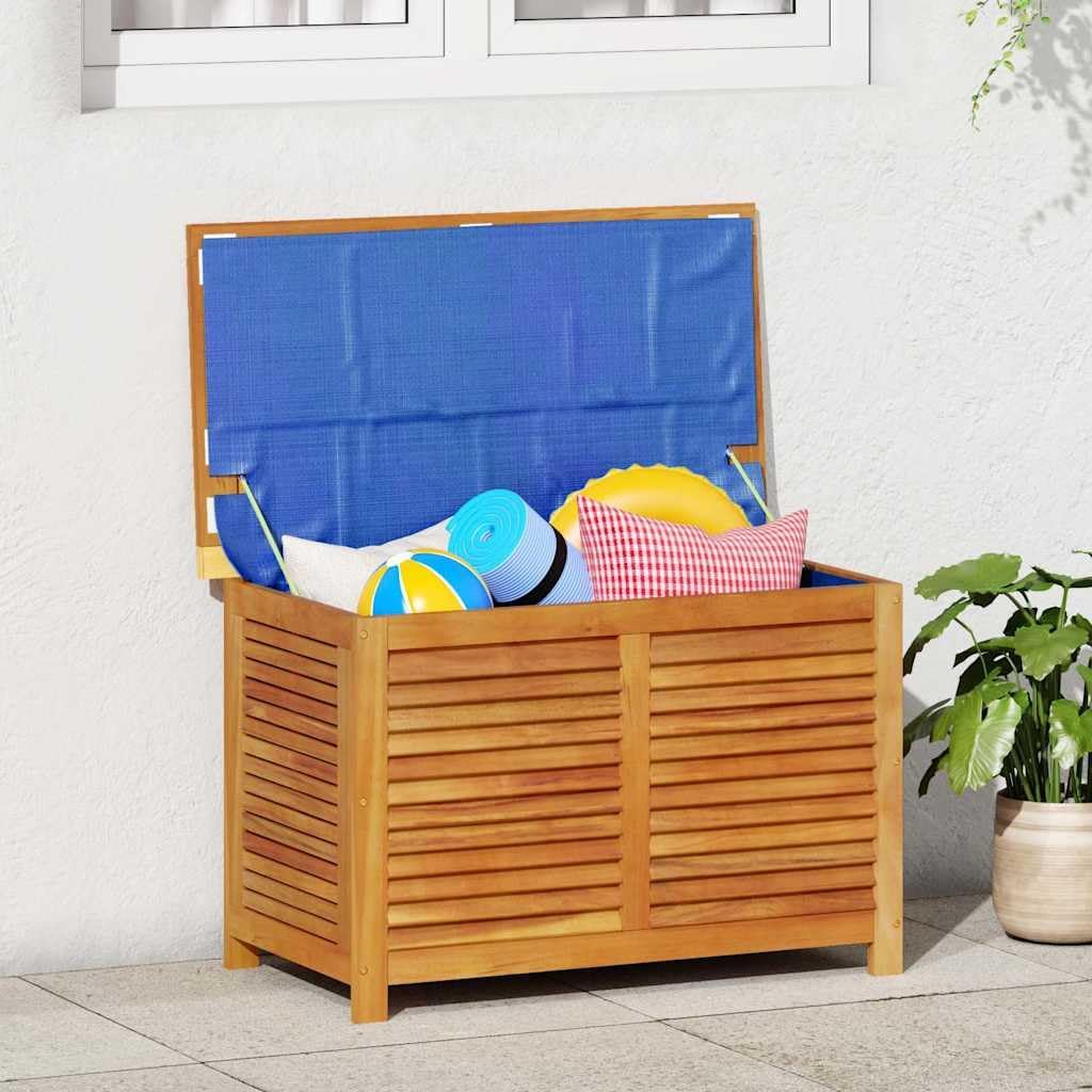 Outdoor Garden Storage Box with Louver Solid Wood Acacia 35.4x19.7x22 Patio Furniture Cushion Organizer Weatherproof Deck Box Multipurpose Side Table