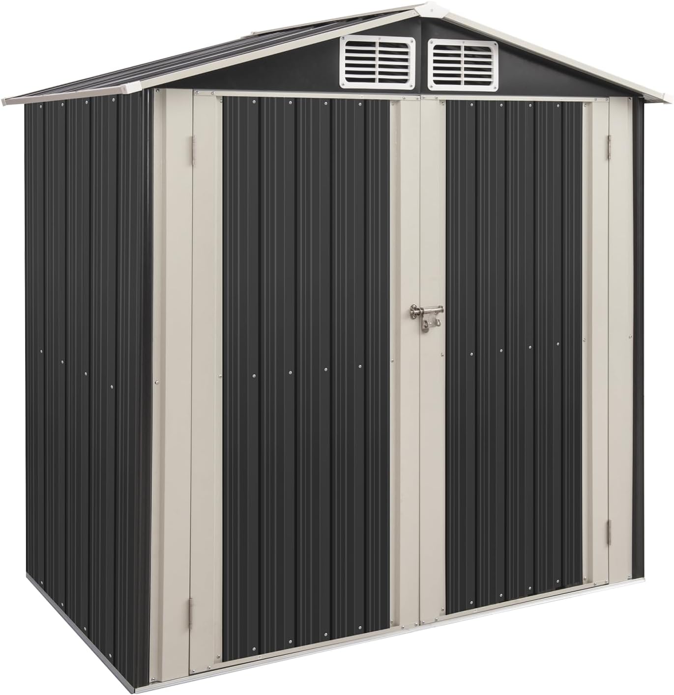 6x4 FT Outdoor Storage Shed, Metal Garden Shed with Lockable Door, Anti-Corrosion Tool Shed with Sloping Roof, for Backyard Patio Lawn