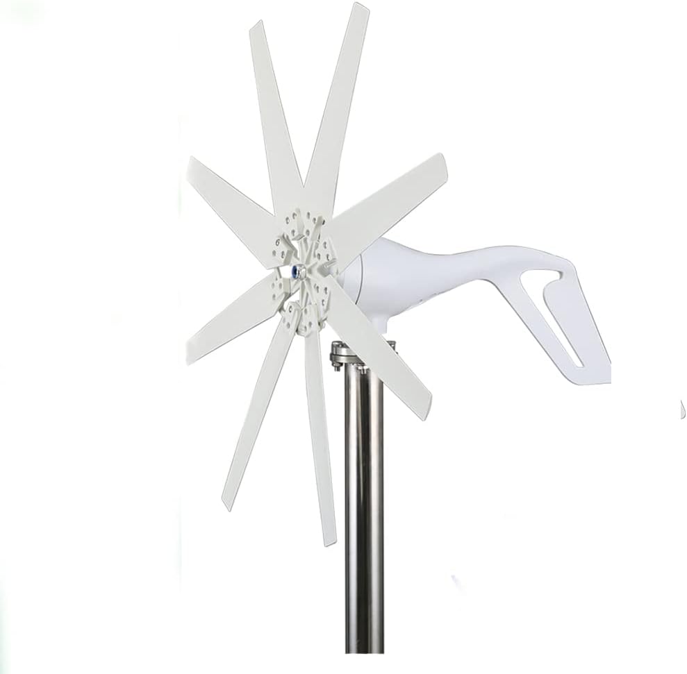 6000W-8000W Low Noise Wind Turbine Free Energy Power, 8 Blades with MPPT Charge Controller Windmills RV Yacht Farm for Home Use