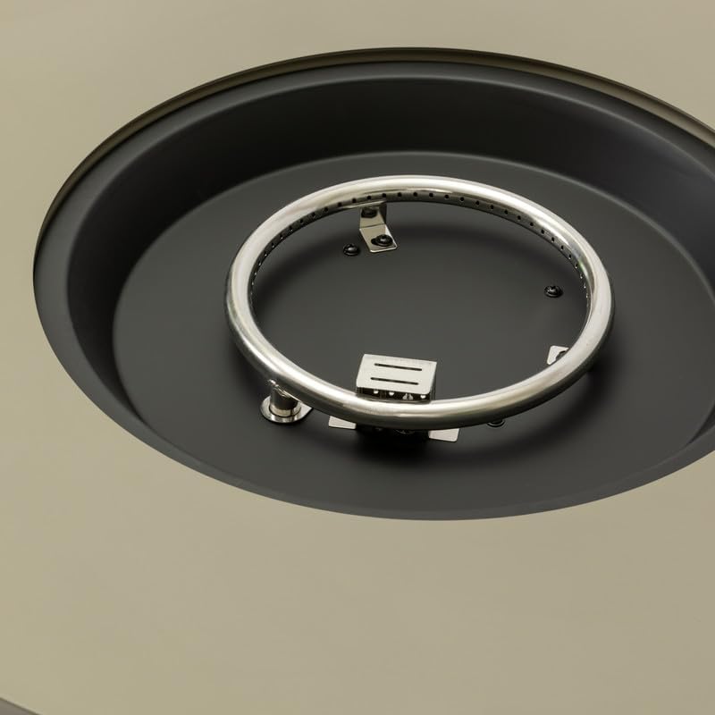 36in Round Metal Fire Pit Offering Easy Ignition System Durable Grey Finish and Practical Conversion to Outdoor Table Function