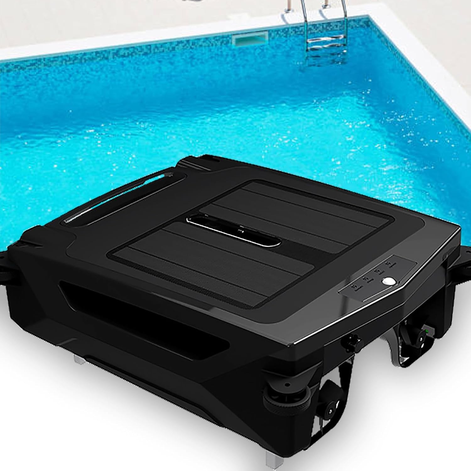 Solar Pool Skimmer - Robotic Pool Cleaner with 24-Hour Continuous Cleaning, Salt Chlorine Tolerant Motors, Dual Charging Options, and Smart Obstacle Avoidance