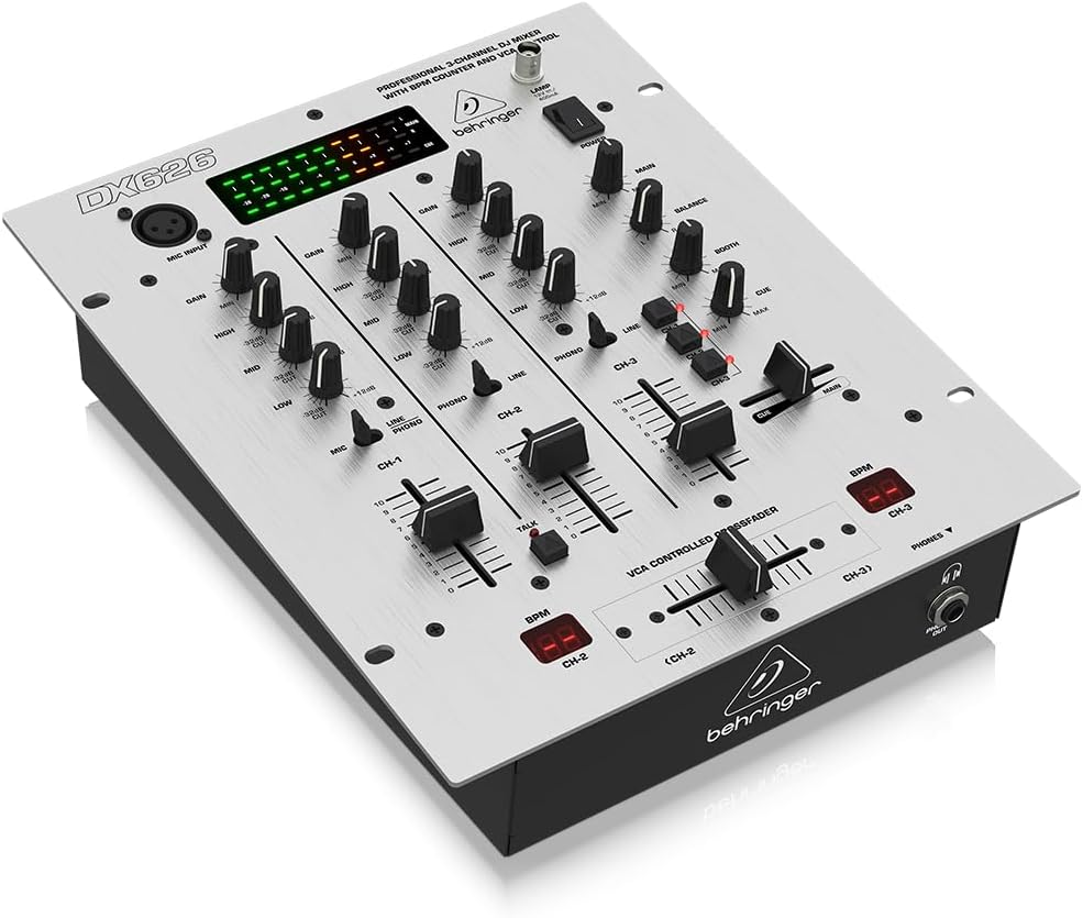 Behringer Pro Mixer Dx626 Professional 3-Channel Dj Mixer With Bpm Counter, Black