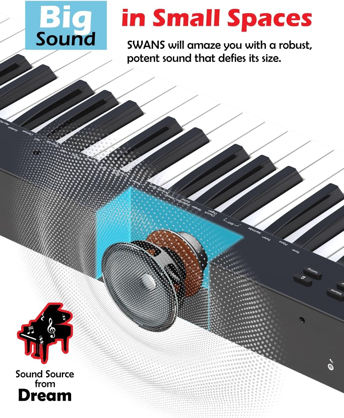 NikoMaku Semi-weighted 88 Keys Piano Keyboard Compact Portable Digital Piano Set for Beginners with Stand, Carrying Case, Sustain Pedal, Headphones, SWAN-S White