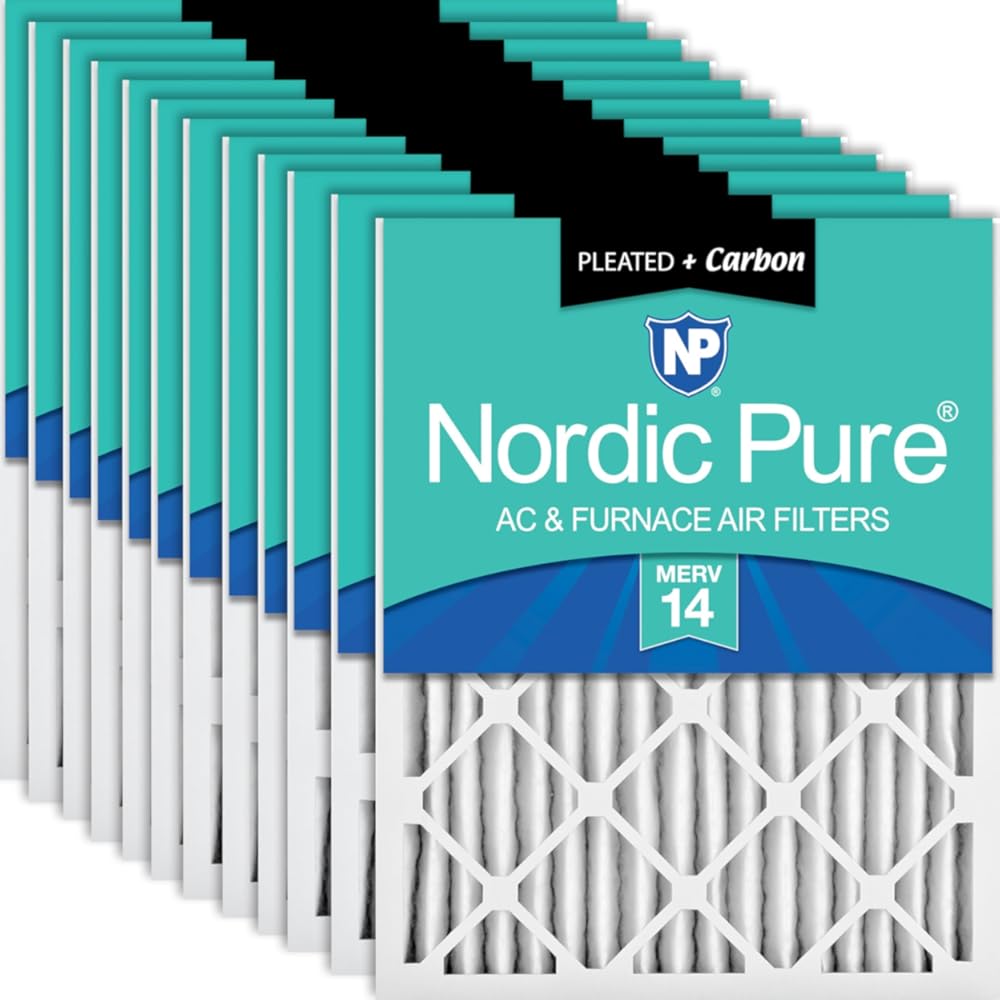Nordic Pure 18x24x2 (Actual Size: 17 3/8 x 23 3/8 x 1 3/4) Pleated Air Filters MERV 14 Plus Carbon 12 Pack