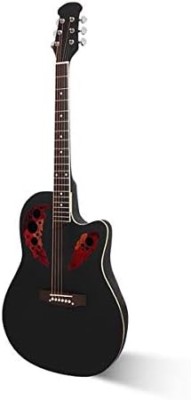 41 inch Cutawary Round Back Acoustic Guitar Spruce Top Grape Hole Black
