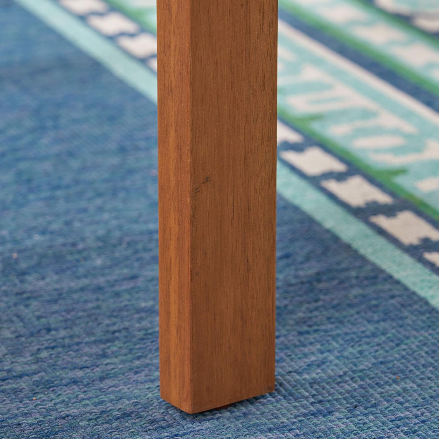 Great Deal Furniture GDFStudio Outdoor 4-Seater Acacia Wood Club Chairs with Firepit, Brown Patina Finish and Dark Teal and Stone