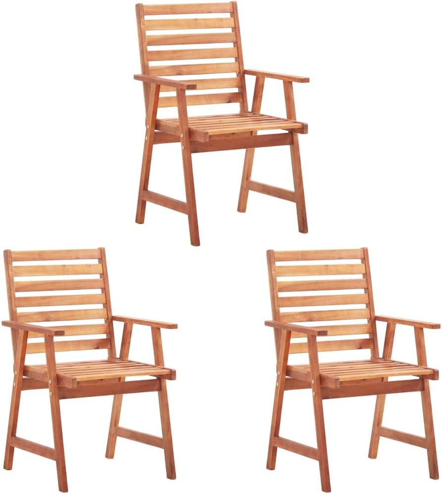 Patio Chair Patio Dining Chairs 3 pcs Solid Acacia Wood