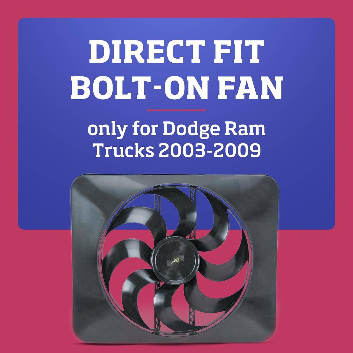 Black Magic Xtreme Direct-Fit Electric Fan for 2003-2008 Dodge Ram with Variable Speed Controller, Puller Fan for V6 and V8 Engines (183), Car Accessories, 15 Inches