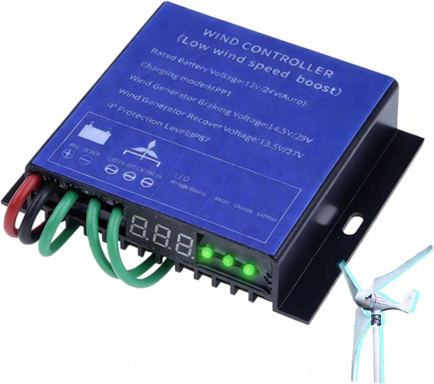 1200W-3600W Professional Wind Turbine Charge Controller - MPPT Smart Regulator for 12V/24V/48V Off-Grid Systems, with IP67 Waterproof Design