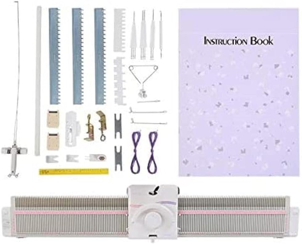 Knitting Machine, 6.5mm Mid Gauge 150 Stitches Plastic Domestic Knitting Machine with Accessories, Weaving Loom for Adults Or Kids, Knitting Loom Kit for Sock, Hat, Pumpkin