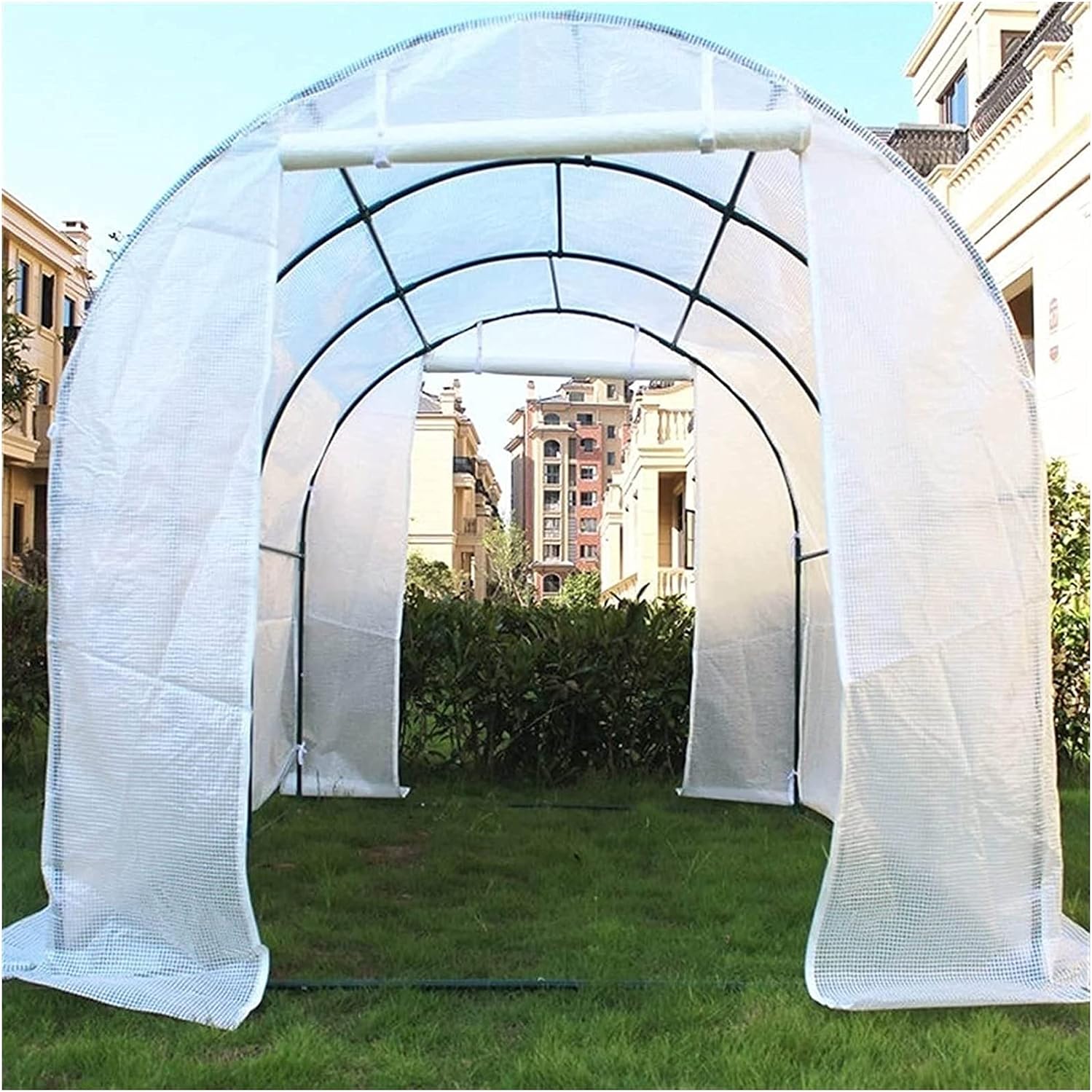 Walk-in Tunnel Greenhouse Portable Garden Plant Growing House with Door and Ventilation Window Outdoor Greenhouse Polytunnel with Heavy Duty Steel Frame (Color : A, Size : 152x120x152cm)
