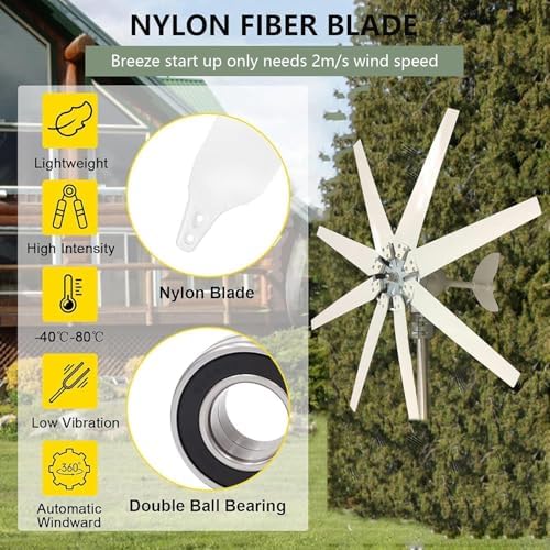 14000W Wind Turbine Generator Kit - 8 Blade Design, DC 12V/24V/48V/110V/220V, Solar & Wind Hybrid Controller, Efficient Renewable Energy Solution for Home Power Supply