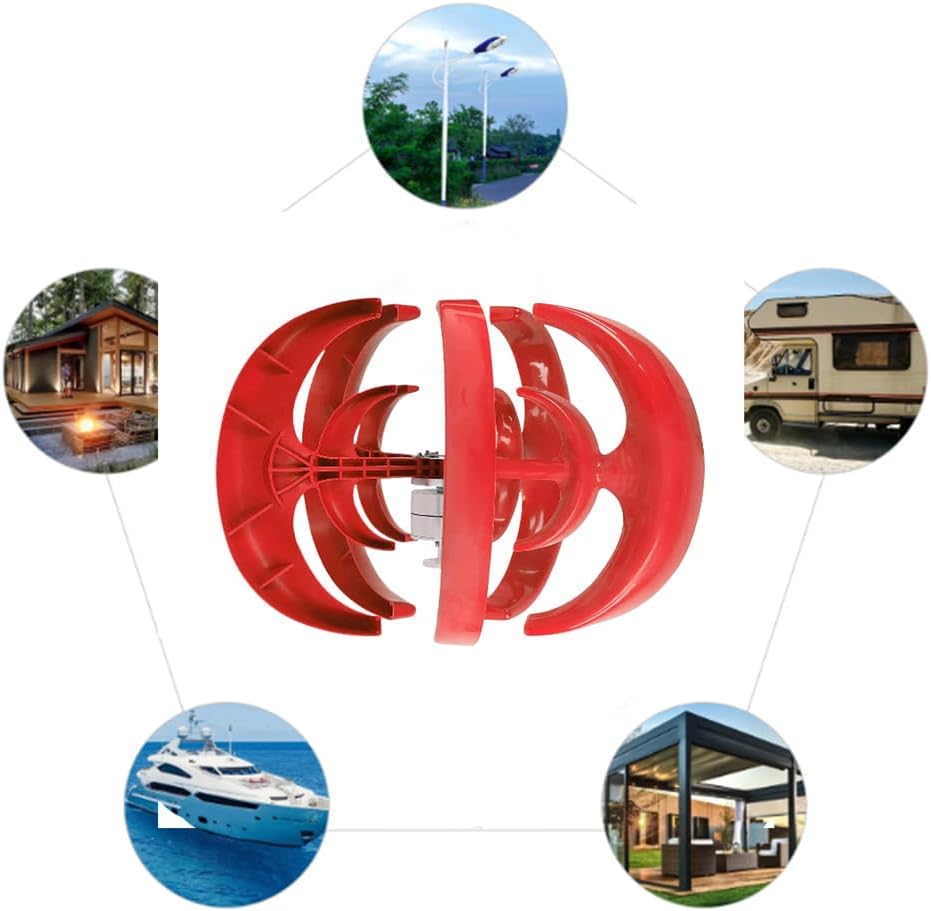 12V 24V 48V 220V Noiseless Wind Turbine Generator Kit W/Controller,Automatically Wind Speed 5000W Lantern Wind Power Generator for Home, Boats, Gazebos,220v