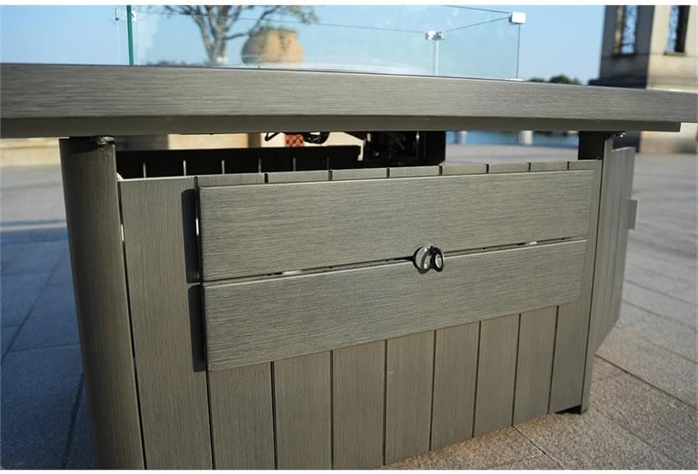 Direct Wicker Gray Cast Iron Propane Outdoor Fire Pit Table with Lid