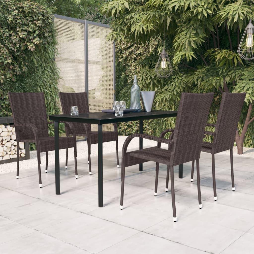 5 Piece Patio Dining Set Brown and Black Garden Furniture