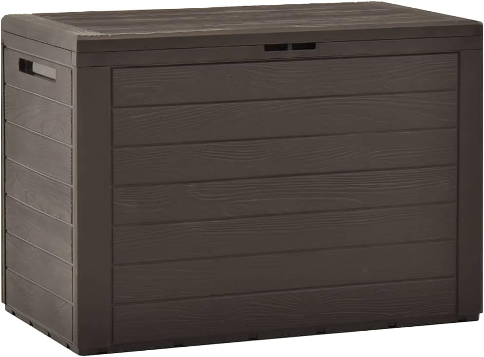 Storage Box Brown Polypropylene Garden Tool Box Outdoor Storage Chest for Deck Garden 30.7 x 17.3 x 21.7 in