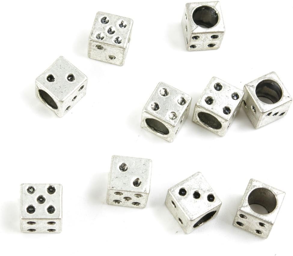 700 Pieces Antique Silver Tone Jewelry Making Charms Supply Wholesale G1UR2 Dice Loose Beads
