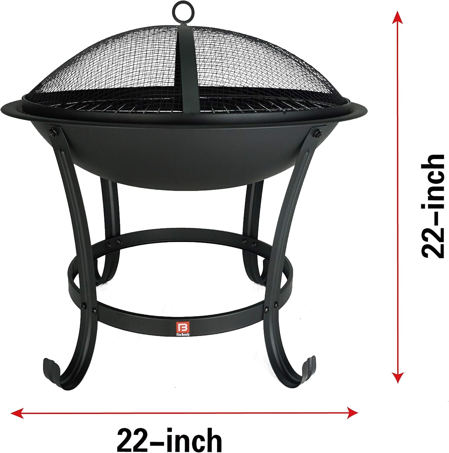 FireBeauty Fire Pit BBQ Grill Pit Bowl with Mesh Spark Screen Cover,Poker