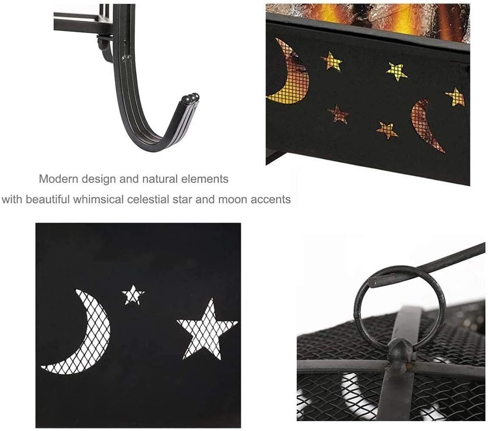 Fire Pit Outdoor Wood Burning Firepit, 20 Inch Bonfire Firepits, with Spark Sn Fireplace Poker Fire Bowl