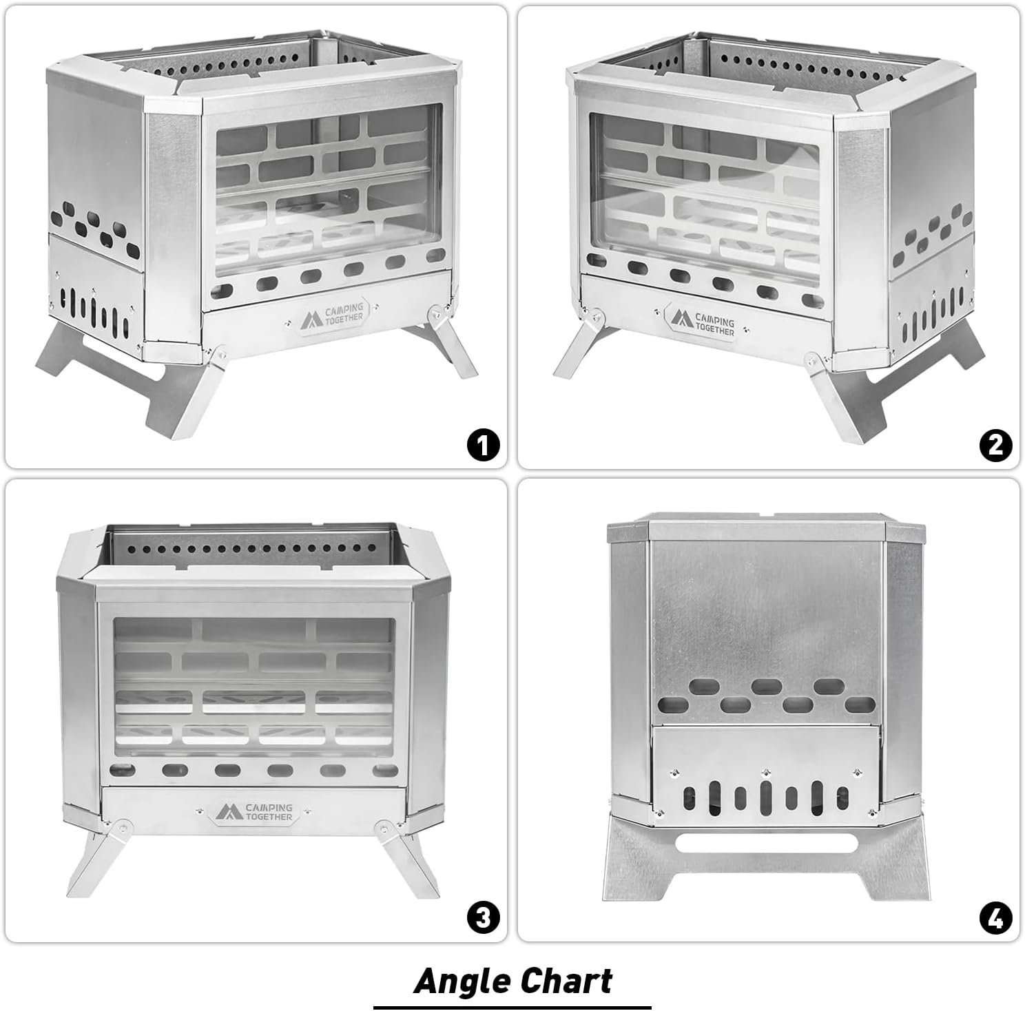 Portable Fire Pit for Camping Smokeless Folding FirePit Wood Burning Stove, Camping Stainless Steel Fire Pit for Outdoor, Patio, Backyard