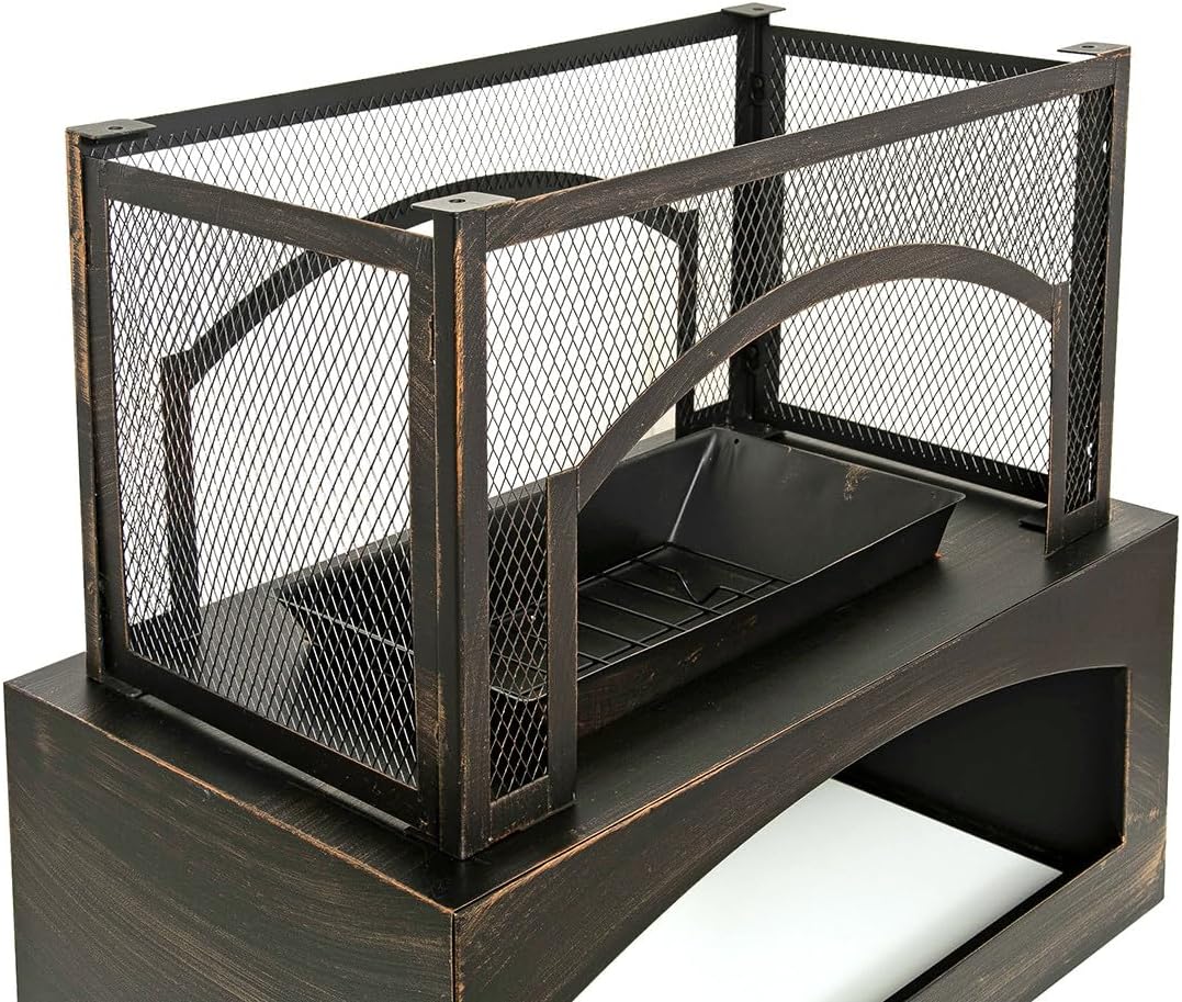 Portable Wood Burning Fire Pit for Outside Smokeless Outdoor Fire Pit with Removable Legs Compact Portable Heater for Camping Patio & Backyard Warmth Antique Brass