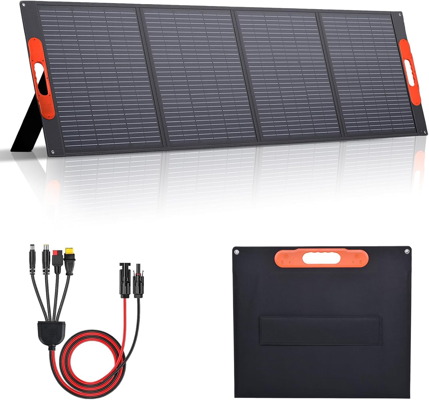200W Portable Solar Panel for Power Station Generator, Foldable Solar Cell Solars Charger with 24% High Efficiency IP65 Waterproof 22V Solars Panel for Outdoor Trip RV Camping Blackout Fishing