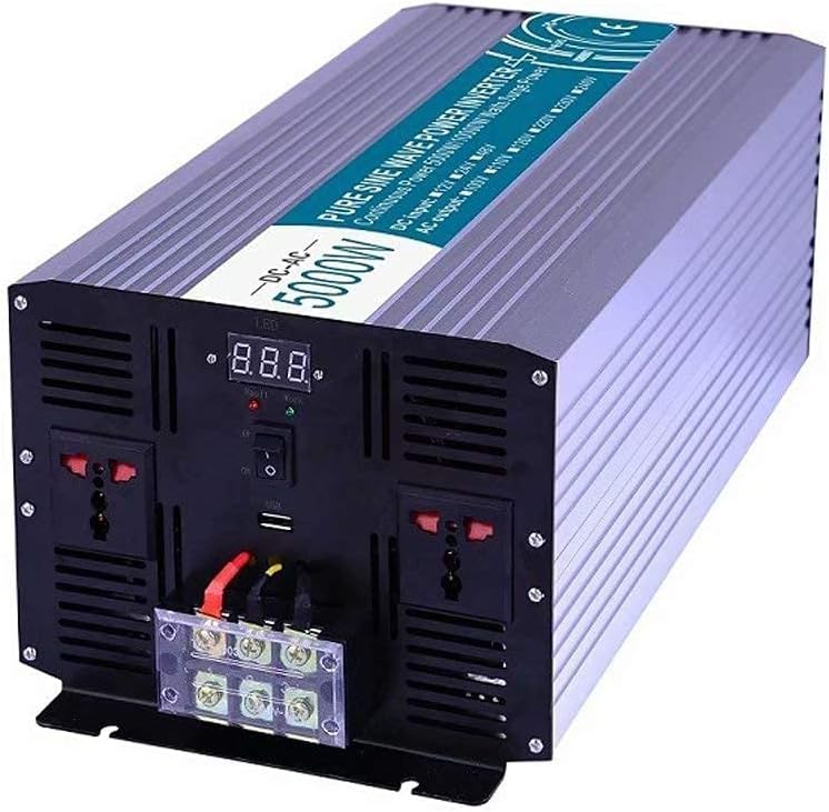 inBEKEA 5000W High Power Inverter 12V / 24V / 48V Home Car DC to AC110V / 220V Converter with 2 AC Outlets for Outdoor Lighting Power outages (48vto220v)