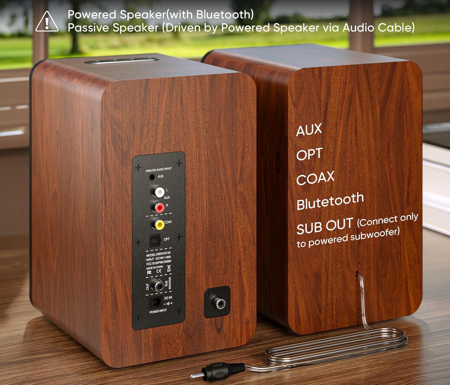 Saiyin Bluetooth Bookshelf Speakers, 30W X 2 Powered TV Speakers with 3.5 Inch Woofer, Turntable Speakers with Optical/AUX/RCA Input for PC and TV