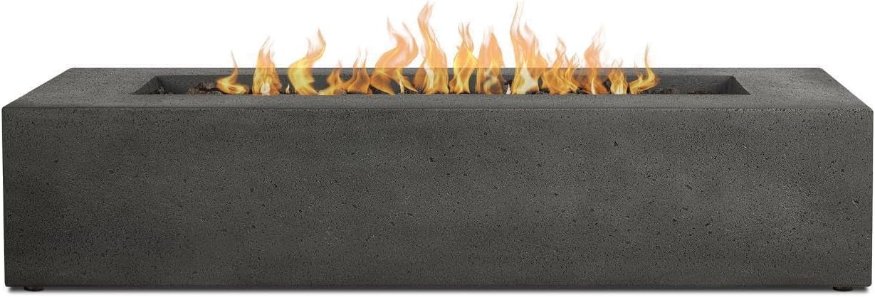 BBQGuys Signature La Valle 56-Inch Rectangle Propane Fire Table - Carbon - 1590LP-CBN