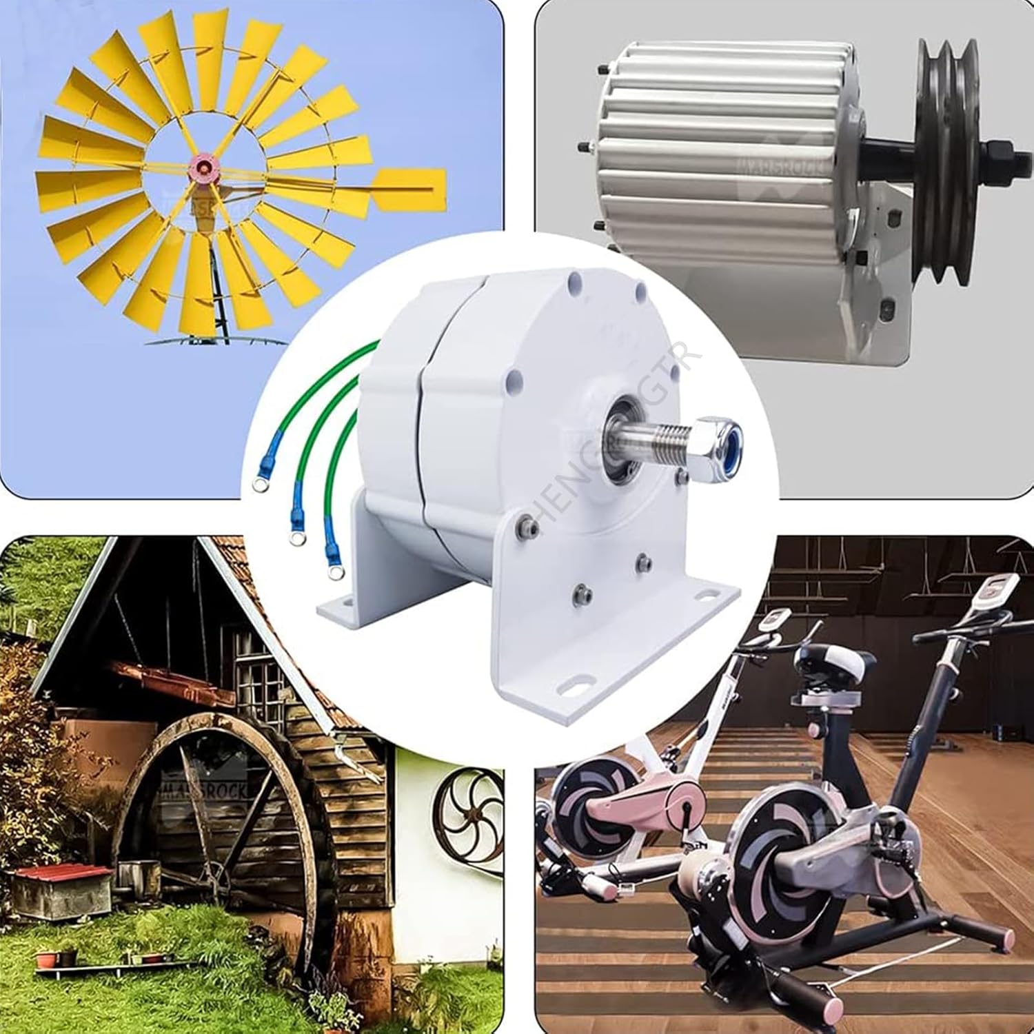 2000W DC AC Permanent Magnet Generator Motor, with Base 12V 24V 48V Gearless Electric Alternator with Controller for Water Wind Turbine Generator,12V