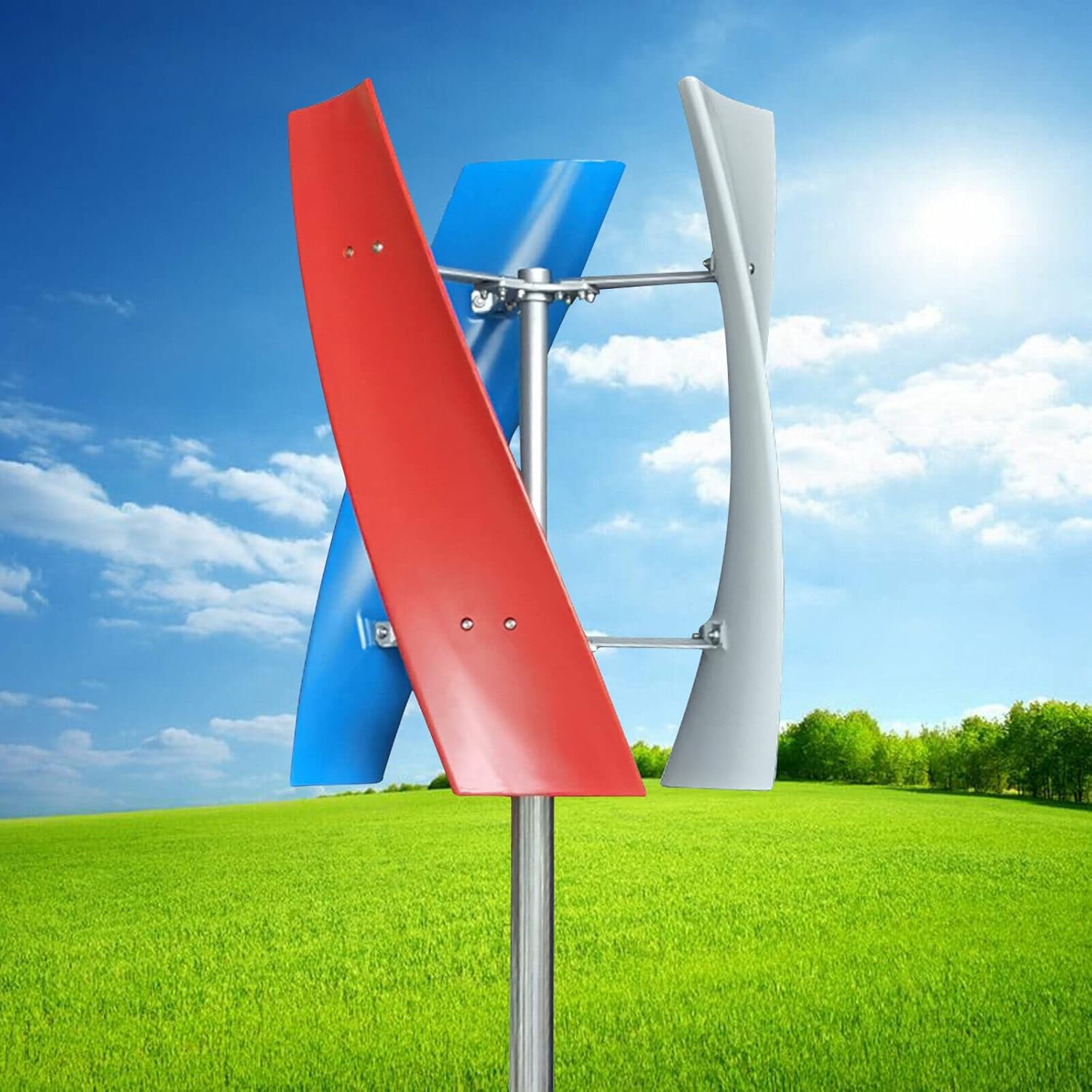 12V Vertical Wind Turbine Generator - High Efficiency 400W 3-Blade Helix Design, IP67 Waterproof, Durable Permanent Magnet Power System for Renewable Energy Solutions