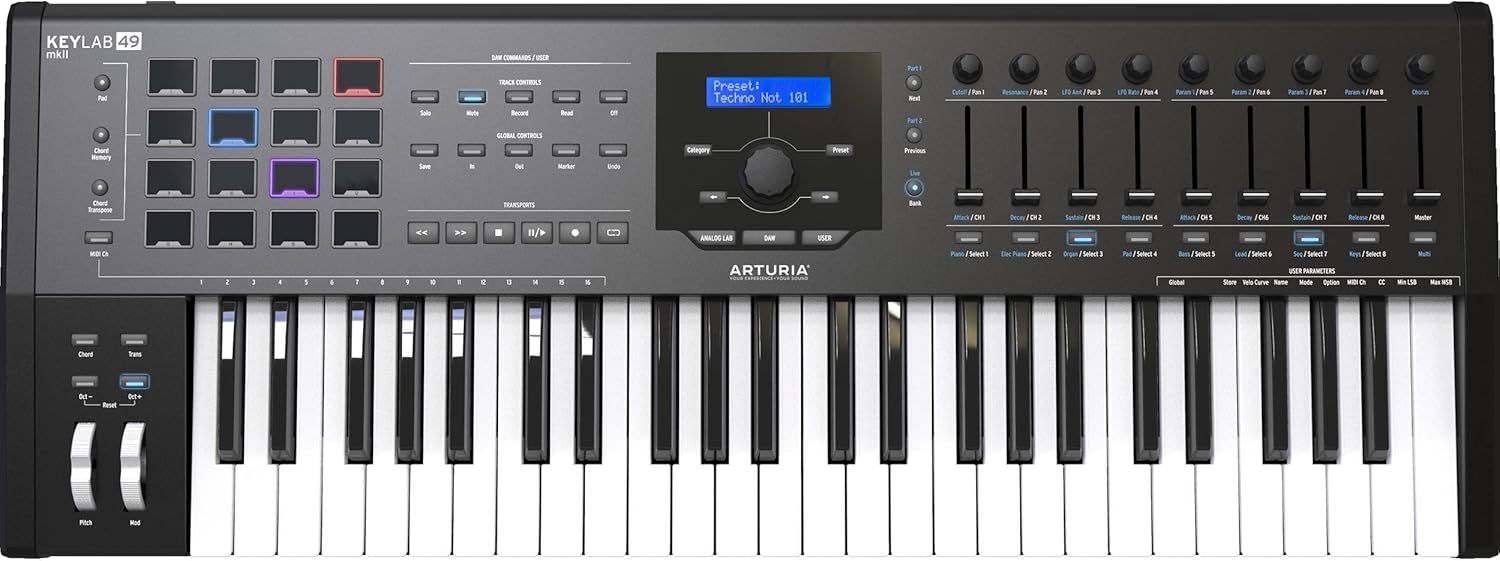 Arturia KeyLab 49 MkII - 49 Key Semi Weighted USB MIDI Keyboard Controller (Black)