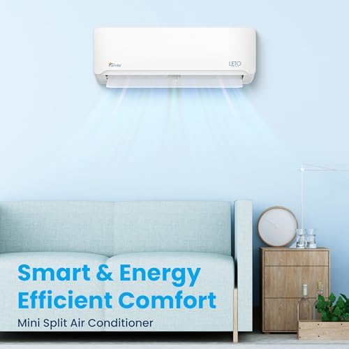 Senville LETO Series Mini Split Air Conditioner Heat Pump, 12000 BTU 110/120V, Inverter, Works with Alexa, SEER2 20.8, 1 Ton, White