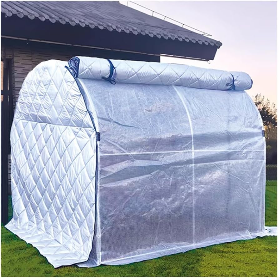 GRRICEPL Greenhouse Peak Roof Style Backyard Grow House with Integrated Shelving, Thickened Garden Greenhouse Cover, Portable Shed with Roll Up Zipper Door(400x300x200 cm)