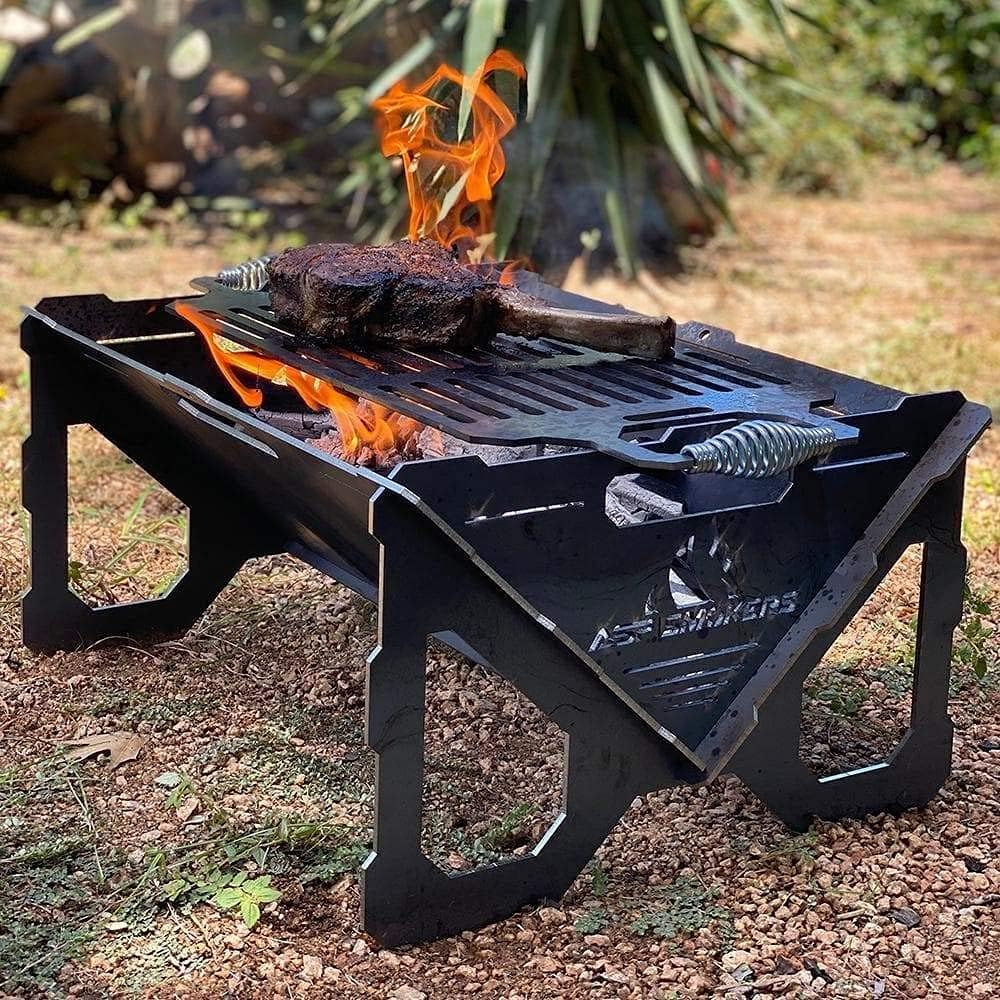 ASF All Seasons Feeders - EZ Pack Portable Firepit with Grill - Heavy Duty Travel BBQ Pit