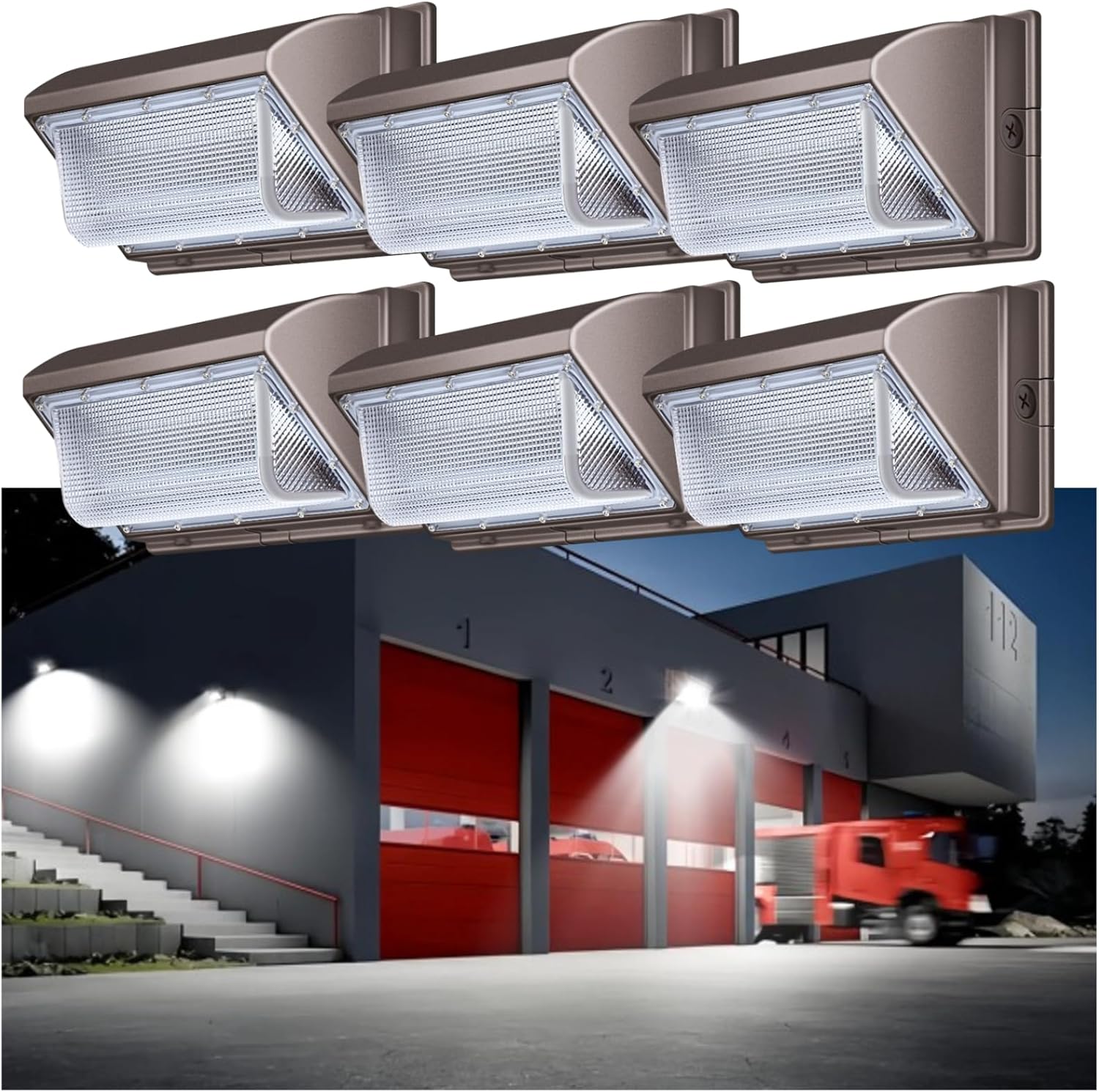 120W LED Wall Pack Outdoor, Super Bright Wallpack Lights, 5000K IP65 Waterproof Exterior Security Commercial Wall Mount Flood Lighting for House Building Shop 6 Pack