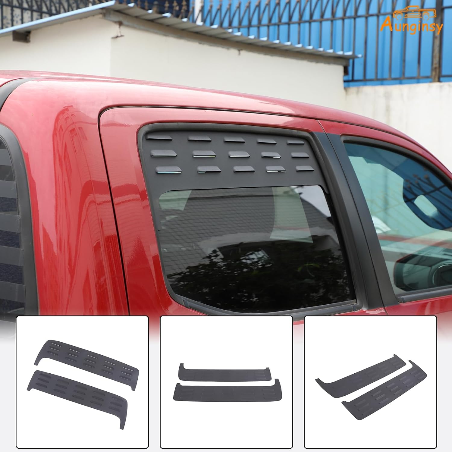 Aunginsy Car Aluminum Rear Side Window Louvers Air Vent Cover Compatible with Toyota Tacoma 2016-2023 Rear Side Window Louvers Sun Shade Cover Wind Vent Air Deflector Decoration Exterior Accessories