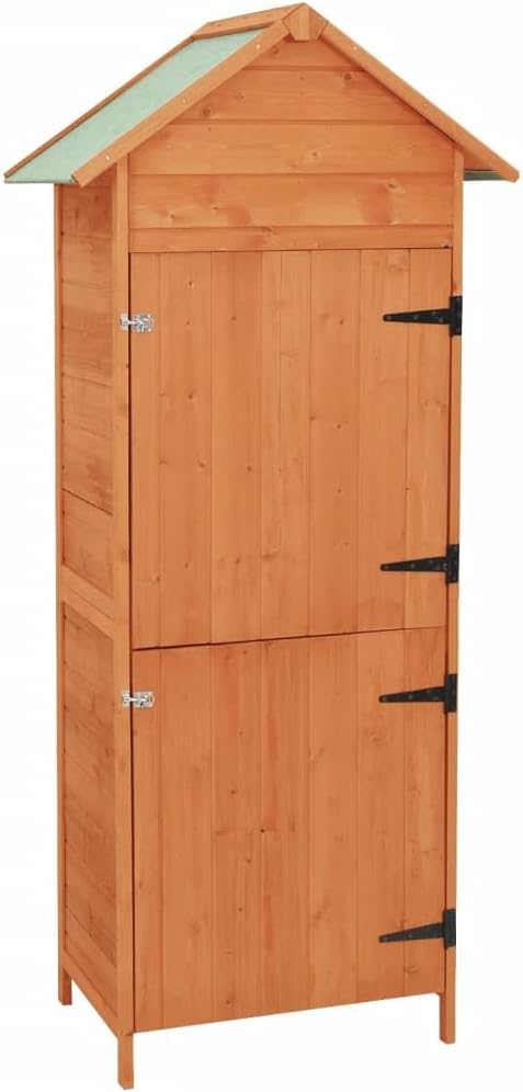 Outdoor Storage Cabinet Waterproof Patio Furniture, Brown Wood Garden Boxes for Outside Tools & Container - Weatherproof Shelves & Backyard Storage