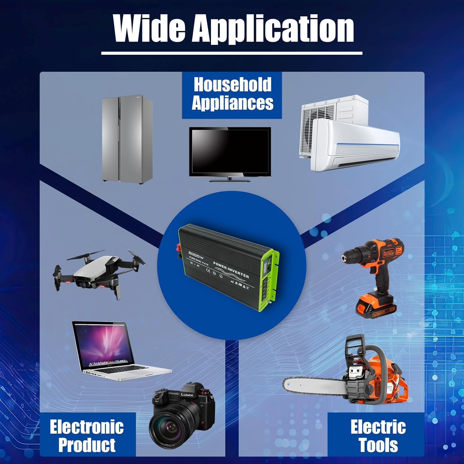 Confote 2000W Pure Sine Wave Inverter,12V DC to 120V AC Converter for Vehicles,Home, Solar Power Inverter 12V to 110V with Built-in 5V/2.1A USB/Hardwire Port, Remote Controller