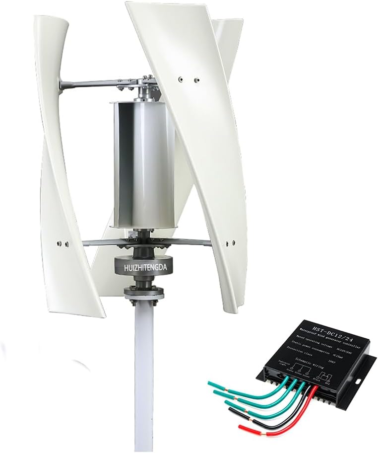 12V 24V 48V No Noise Vertical Axis Wind Turbine Generator, 12000W 3 Blades with MPPT Controller Windmill RV Yacht Farm Small Wind Generator Home Use