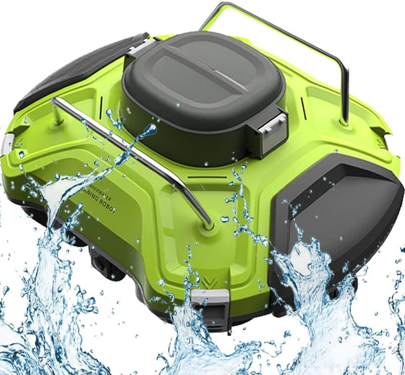 Cordless Automatic Pool Cleaner, Automatic Vacuum Cleanerfor Above Ground Pool & Inground Swimming Pool, Strong Suction, Dual Motors, with Top Handle, Robotic Pool Cleaner