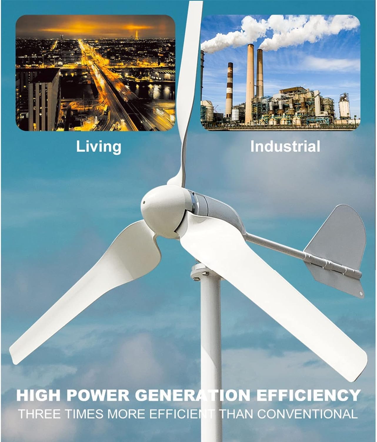 CAJUCA Wind Turbine Generator Kit 3000W 12V 24V 48V Home Wind Turbine Generator 3 Blades Permanent Magnetic Levitation Generator