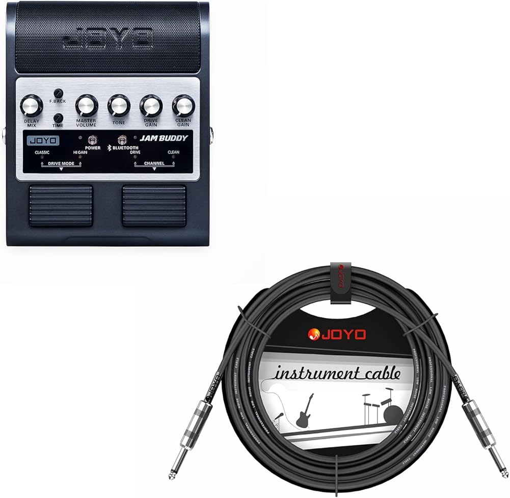 JOYO JAM Buddy Practice Amp Pedal All-in-One Bundle with CM-04 Musical Instrument Mono 6.35mm Audio Cable Straight-to-Straight