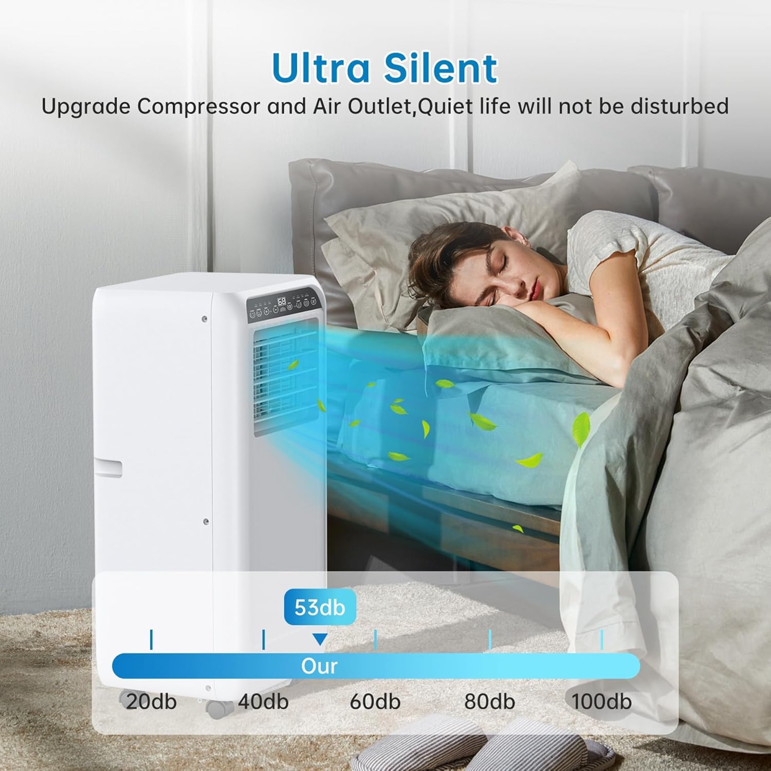 8000 BTU Portable Air Conditioners - 3-in-1 AC Unit for 350 Sq.Ft Rooms with Dehumidifier, Timer, Remote & LED Display