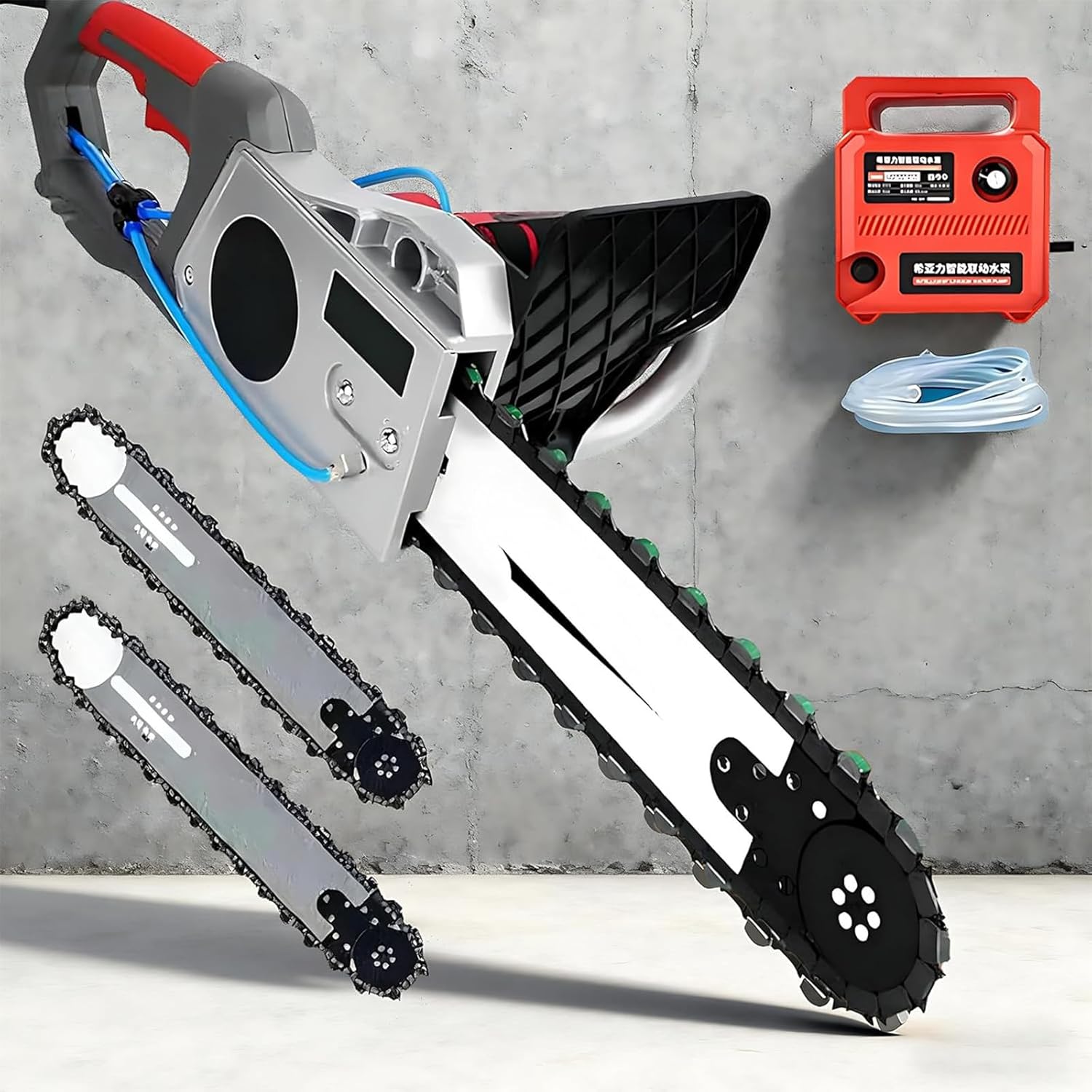 Electric Concrete Saw, Concrete Wall Cutter, Powerful Chainsaw with Two Chains/Guide Chain, for Reinforced Concrete, Red Brick Walls and Concrete Walls Depth48cm