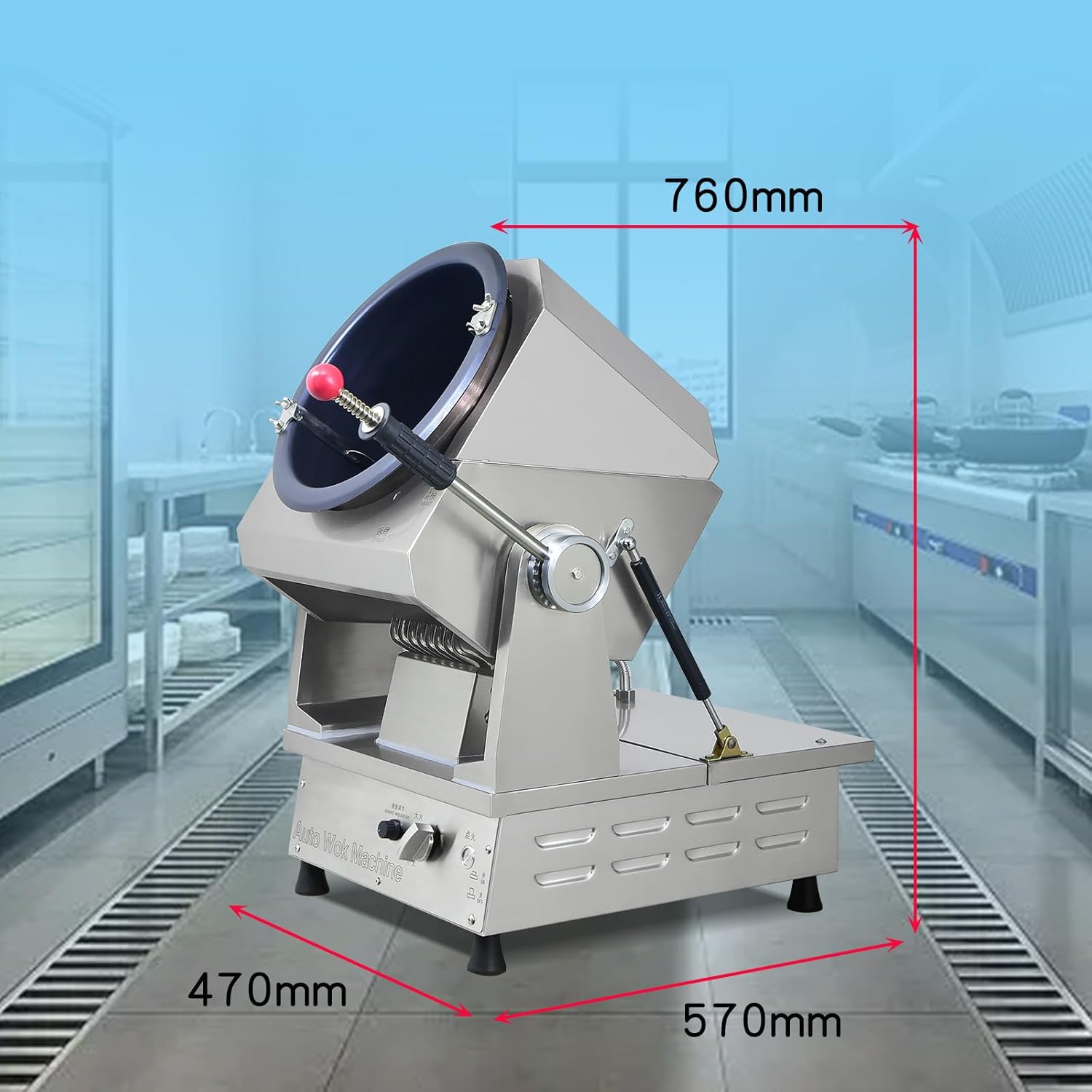 Commercial Automatic Stir Fry Wok Machine with water spray,Automatic 360° Stir Fry Cooker,Automatic Cooking Machine,Drum Type Stir Frying Machine(Natural Gas, Countertop)